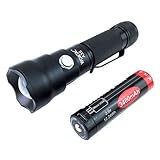 Wowtac A3 LED Flashlight Max 600 Lumen with Zoomable Adjustable Focus, 5 Modes with Hidden Strobe, Outdoor Water Resistant Torch, Powered Tactical Flashlight for Camping Hiking, 18650 Battery Included