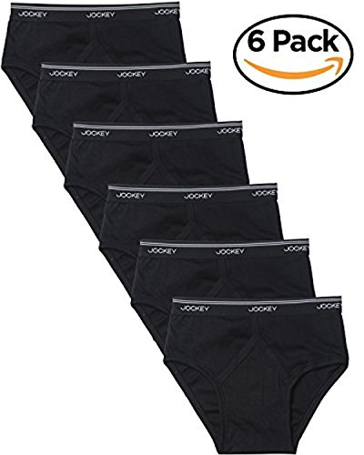 Jockey Men s 6 100% Cotton Low Rise Briefs, Black,L