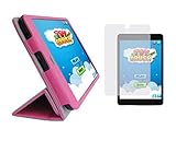 iShoppingdeals - Tulip Pink Folding Folio Cover Skin Case and Clear Screen Protector for RCA 8