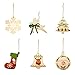 WXJ13 30 PCS 6 Styles Wooden Christmas Hanging Ornaments, for DIY Wood Crafts Christmas Decoration, Christmas Tree Ornaments