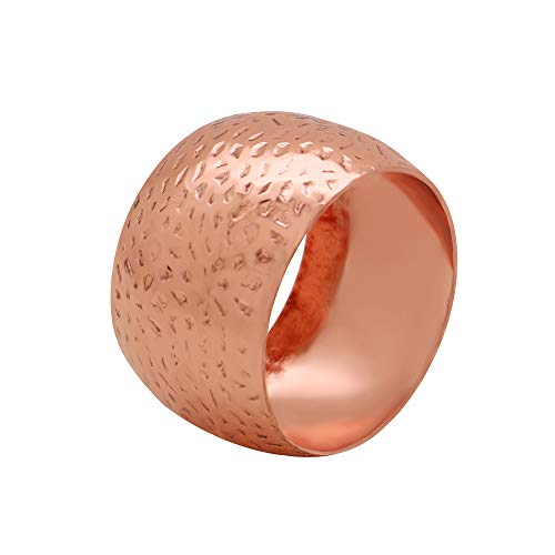 LuReen Napkin Rings Set of 6 for Home Kitchen Dining Room Table (Rose Gold Hammered)