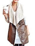 Choies Women's Suede Lapel Sheatling Lining Waistcoat Casual Vest,Brown,One size