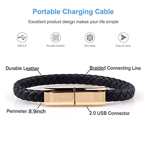 USB Leather Charging Bracelets Portable Braided Wrist Band Bracelet