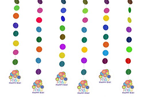 Zaffron Shop Happy Eid Flower Party Hanging Decorations (6 Pack)