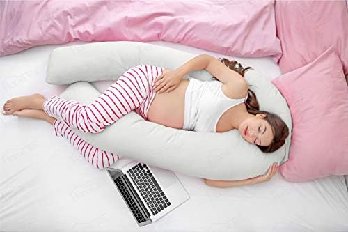 Hometex 9ft U Shaped Comfort Pregnancy Support Pillow with free Case (White Cover)