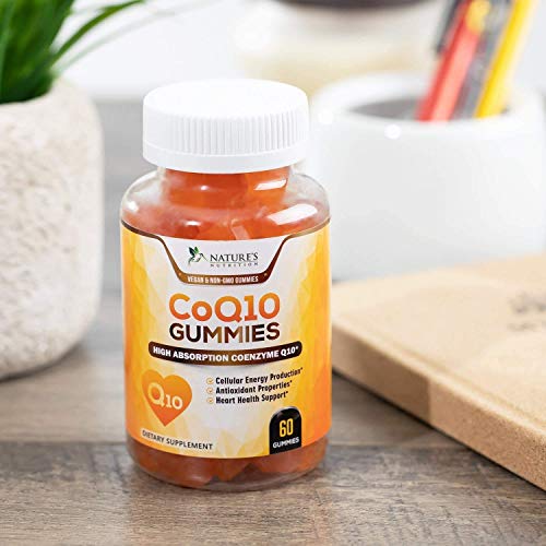 CoQ10 Gummies 100 mg, Peach Flavor Ubiquinone Heart Health Support Cellular Energy Production