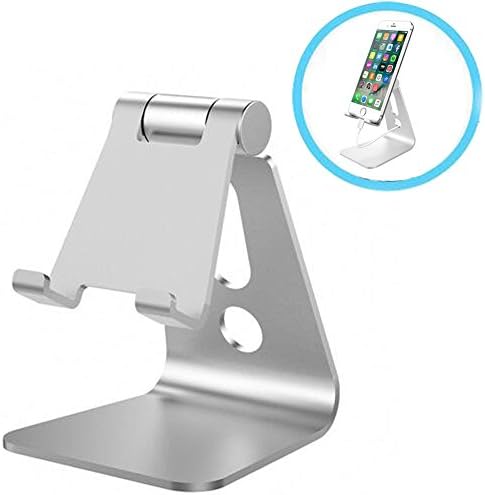 Cell Phone Stand, Walway Universal Aluminum Alloy Multi-Angle 270 Degree Rotatable Desktop Cradle Holder for all Mobile Phones and Tablets (Silver)
