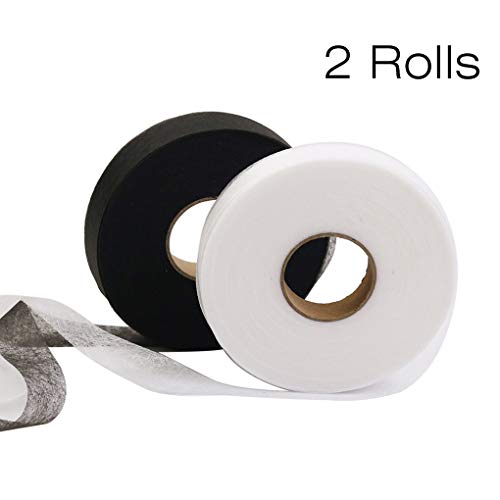 Rolin Roly Fabric Fusing Tape Adhesive Hem White Black Curtains Clothes Dresses Pants Jeans No Sewing Heat Bond Washable Tape Each 70 Yards 2 Pack
