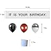 YNOUU Dwight Birthday Banner Set Decorations - Black, Silver Balloons, White Crepe Streamers, Banner, 4 Count