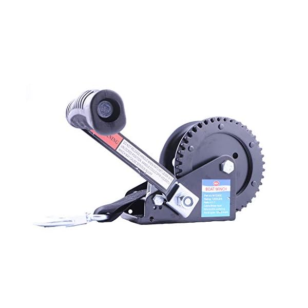 Trailer Winch 1200LB EDC Coasted Black Dual Drive Winch with 25Foot Strap The Best Winch Trailer Winch 1200LB EDC Coasted Black Dual Drive Winch with 25Foot Strap The Best Winch