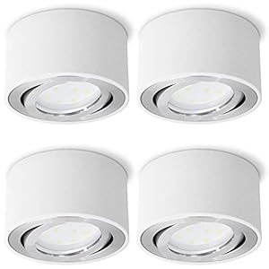 Set van 4 CELI-1W opbouwspot wit, rond & dimbaar – met verwisselbare LED dim 5W warm wit 230V – opbouwspot plat…