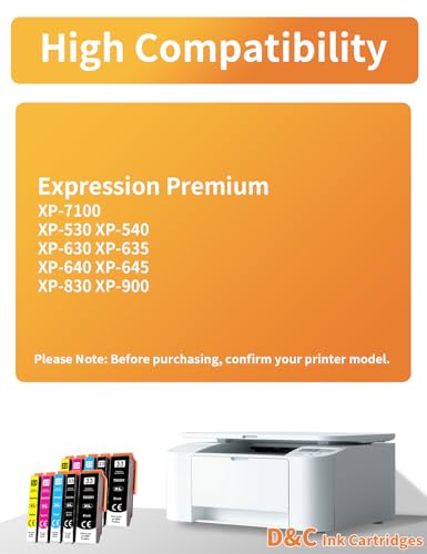 D&C 33XL Ink Cartridges for Epson 33 XL Compatible with Expression Premium XP-7100 XP-830 XP-530 XP-540 XP-630 XP-645 XP-640 XP-900 XP-635 (2 Black, 2 Photo Black, 2 Cyan, 2 Magenta, 2 Yellow)