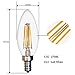 C35 LED Filament Candle Light Bulb Bullet Top - 4W LED Edison Vintage Bulb 40W Equivalent - E12 Candelabra Base - Soft White (2700K) - Non Dimmable - 1 Pack - by BIPEE