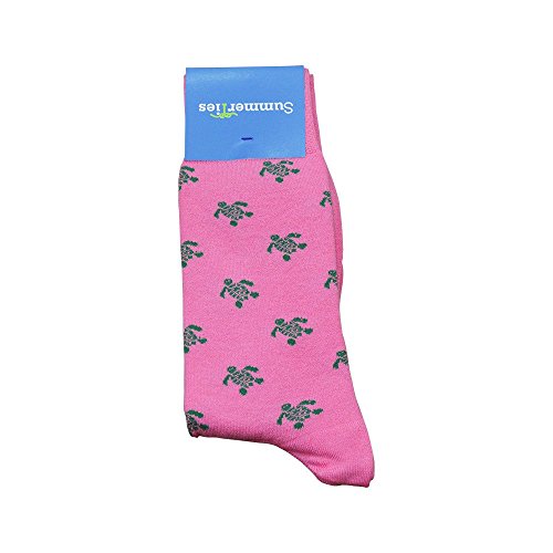 SummerTies Turtle Socks - Green on Pink