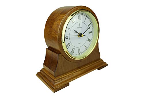 Mantel Clock, Silent Decorative Wood Desk Clock, Battery Operated, Wooden Design, for Living Room, Office, Kitchen, Shelf & Home Décor Gift - 9" x 8.5" (M102 - Mantle Clock) - Thumbnail 3
