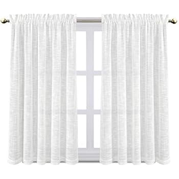 Amazon.com: White Curtains 45 inch Long Casual Weave Small ...