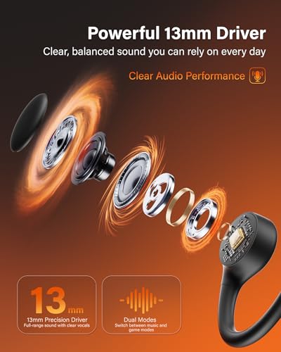 New Bone Conduction Headphones Bluetooth 6.0 Open Ear Headphones with Mic, Balanced Audio, Reduced Sound Leakage, IP54 Waterproof Secure Fit, Wireless Sports Headphones for Running, Workout & Cycling