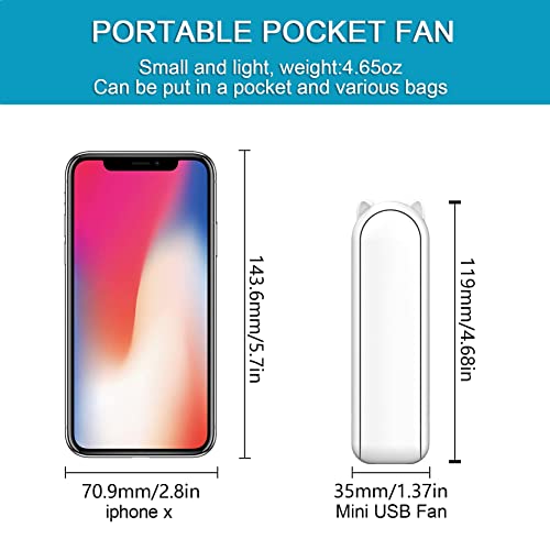 Portable Handheld Rechargeable Fan With Power Bank - 3 Speed Mini Personal Fan for Travel, Home, Office - Foldable USB Design for Women, Kids (White)