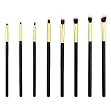 Makeup Eye Brush Set - Eyeshadow Eyeliner Blending Crease Kit - 8 Essential Makeup Brushes - Pencil, Shader, Tapered, Definer -Make You Look Flawless (Golden)