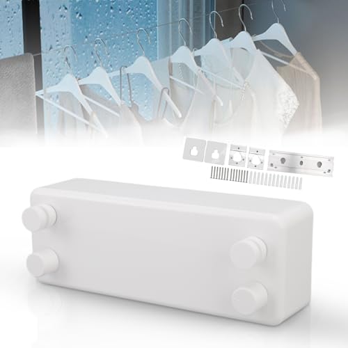 Retractable Clothesline Indoor/Outdoor, Double Clothes Lines, Clothes Line Retracting Indoor, Adjustable Stainless Steel Double Laundry Line, 13.8 Feets, for Hotels, Courtyards, Balconies,