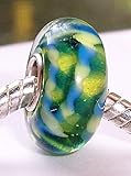 Blue Green Pattern Single Core Glass Bead for Silver European Charm Bracelets Crafting Key Chain Bracelet Necklace Jewelry Accessories Pendants
