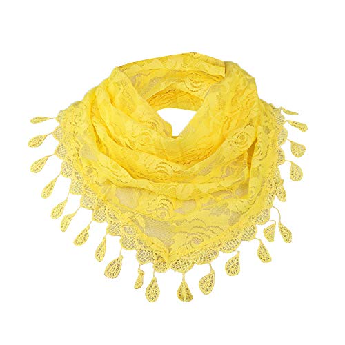 Clearance Sale!â„â„Women Clearance Lace Tassel Rose Floral Hollow Scarf Shawl Lady Wraps Scarves (Yellow)