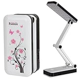 OriGlam Eye Caring Foldable and Adjustable Lamp Light, Built-in Rechargeable Battery Desk /Table Reading Lamp with 8 LEDs or 24 LEDs Lighting for Study Office Home (White)