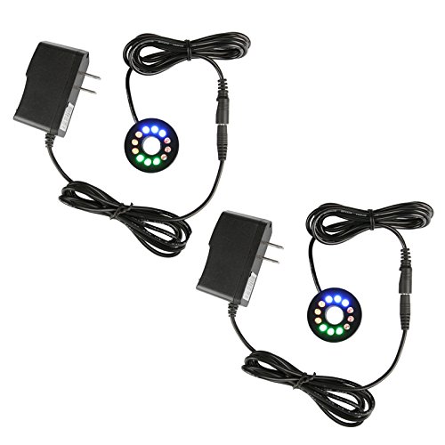 OTTFF 1.5cm/0.59" Inside Diameter - 12 LEDs Fountain Ring Lights Auto Colored Changing Submersible Water Pump Lighting for Garden Fish Aquarium with 4.7+4.5ft Overlength Cable (2)