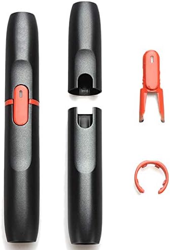 for IQOS Cap Holder Set Repair Accessories Button Ring Cap Replaceable Case for IQOS2.4 Plus E-Cigarette (Black-Set)