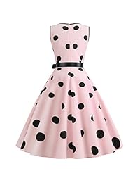 Wellwits Vestido de verano con cuello en V y lunares grandes para mujer