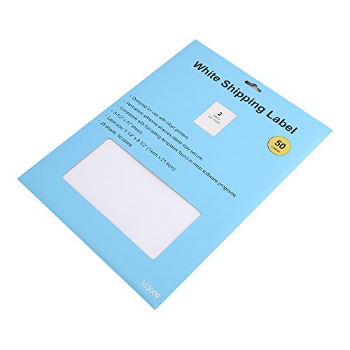 Shipping Label with Self Adhesive, Labels for Laser or Inkjet, Pack of 50, White Shipping Labels, Blank … (50)