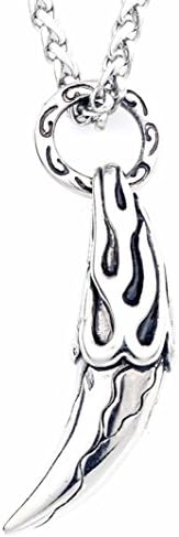 Wolf Tooth Necklace by LANCHELA Stainless Steel Dragon Pendant Necklace for Men Adjustable Chain