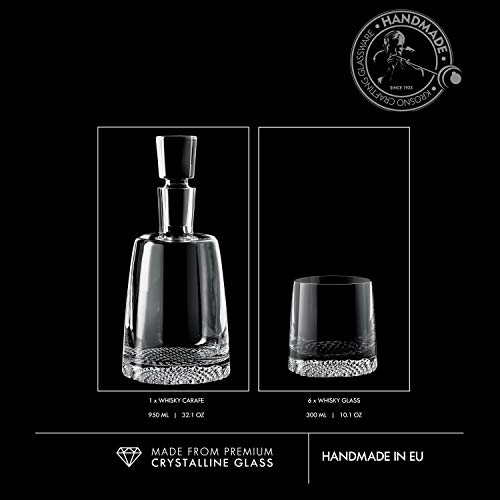 KROSNO Whisky Set | 1 x 950 ml Karaffe & 6 x 300 ml Glas | Fjord Kollektion | Perfekt für Zuhause, Restaurants und Partys | Das perfekte Geschenk für einen Whiskykenner Transparent – Bild 5