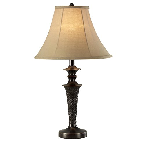 Home Source Industries LMP12553 Modern Table Lamp(Wired) with Linen Colored Fabric Shade, 24-Inch Height, Dark Brown