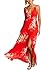 FFLMYUHUL I U Women's Strap Floral Print Lace Up Backless Deep V Neck Sexy Split Beach Maxi Dress