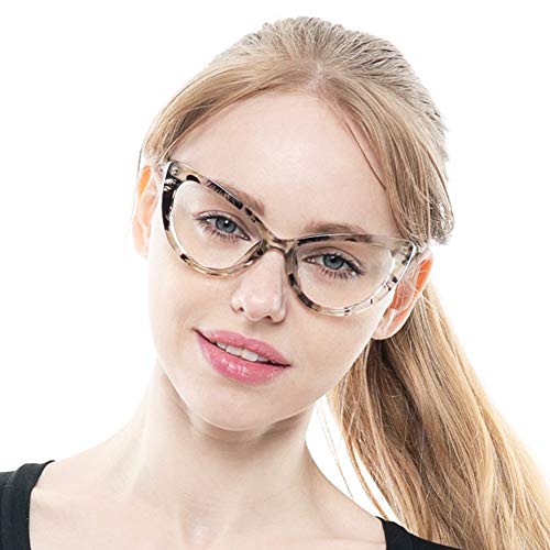 SOOLALA Womens Oversized Fashion Cat Eye Eyeglasses Frame Large Reading Glasses, BlackYellow, 2.5D