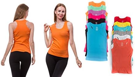 12 Pieces Pack Women's Ribbed 100% Cotton Tank Tops-Assorted Color