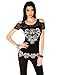 Folter Womens Black Rockin Lace Top T-Shirt