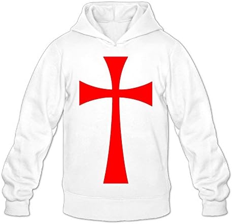 My Century Union Men's Fashion Hoodie Hooded Pullover Sweatshirt Long Cross Knights Templar White X-Large