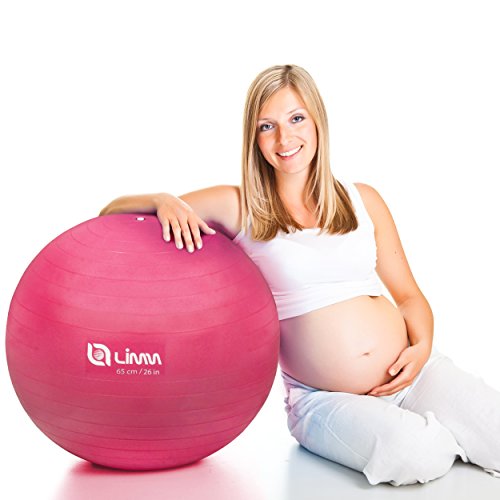 Limm Exercise Ball by for Yoga, Pilates, Stretching and General Fitness - Includes Foot Pump, Starter Guide and Access to Exclusive Members Portal (65cm)