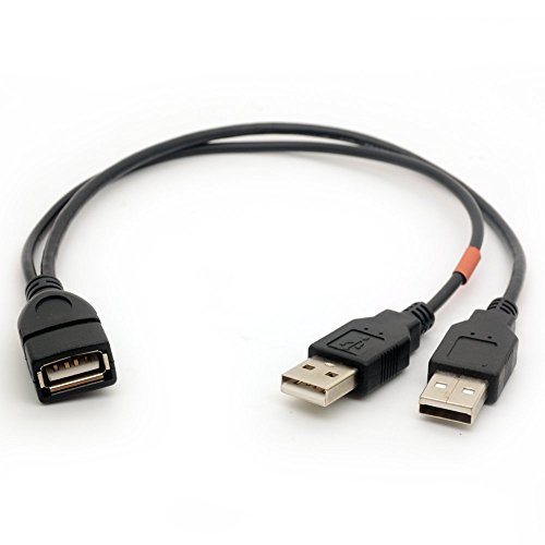 USB Cable Y Splitter USB 2.0 Power Enhancer Hub Adapter Data Charger Cable Extension Code Type a 30cm (1 Female to 2 Male)