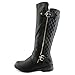 Forever Link Women's MANGO-21 Quilted Zipper Accent Riding Boots, Black, 8