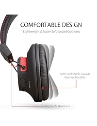 Avantree Audition - Auriculares inalámbricos Bluetooth con cable de 40 horas con micrófono, aptX HiFi, extra cómodos y ligeros, NFC, estéreo para PC y teléfono móvil portátil