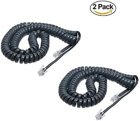 15FT Cisco Phone Cord, Handset Curly Cable, Dark Gray, (2 Pack) 7800/7900 / 8800 Series 7940 7945 7960 7965 8841