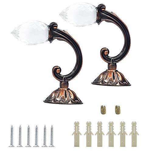 Ailejia Glass Crystal Curtain Holdbacks Tassel Curtain Tieback Zinc Alloy Decorative Drapery Holdback 2pcs 5.5“ (Red)