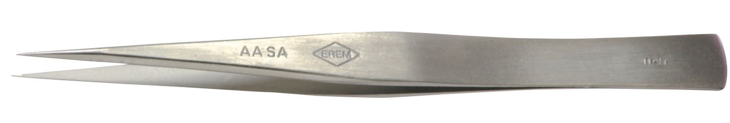 Erem AAS Stainless Steel Straight Pointed Precision Tweezer, 4.92" Overall Length
