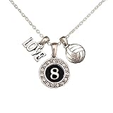 Custom Player ID Volleyball Necklace (#8, One Size)
