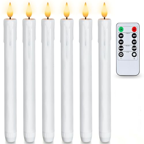Lot de 6 bougies LED blanches sans flamme avec télécommande, bougies LED à piles, lumière 3D pour décoration de Noël