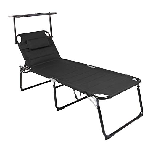 Aluminium Gartenliege XXL gepolstert mit Kopfkissen und Sonnendach