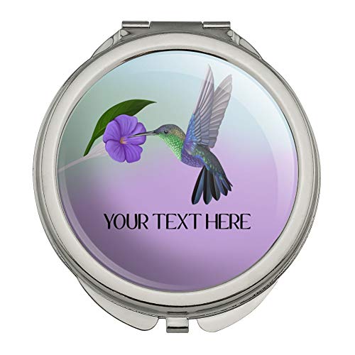 Personalized Custom Hummingbird 1 Line Compact Travel Purse Handbag Makeup Mirror